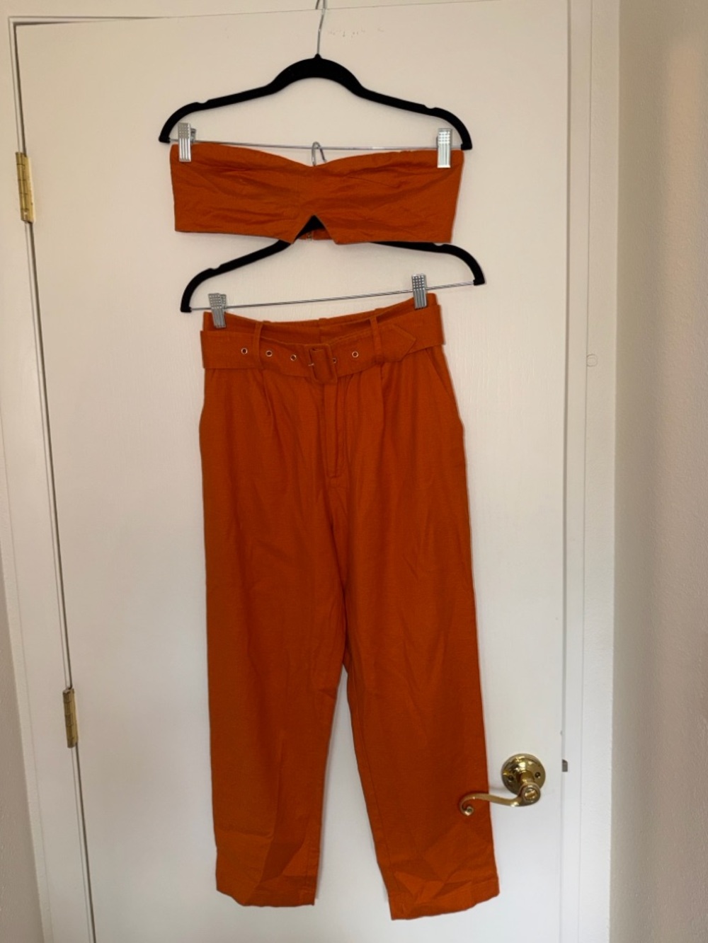 Camila Coelho Orange High-Waist Belted Pants - Bottom - S / Top - M